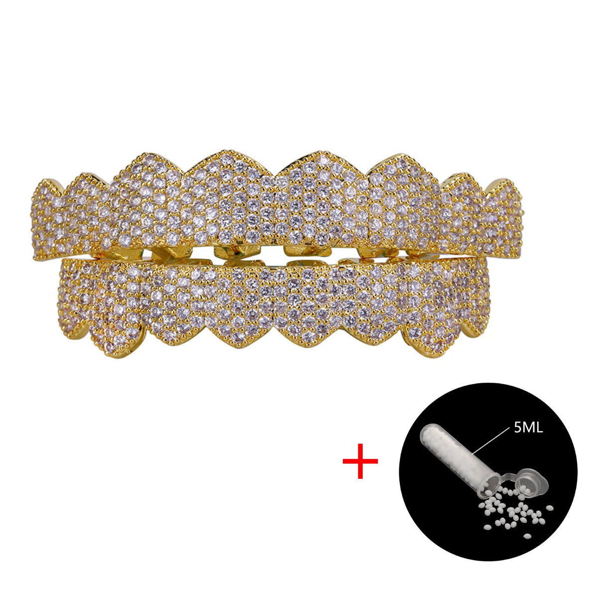 TOPGRILLZ 3 Styles Hip Hop Grillz Full CZ Fang Wavy Pink Accent Grills Set Iced Out 8 Teeth Halloween Jewelry Men Women