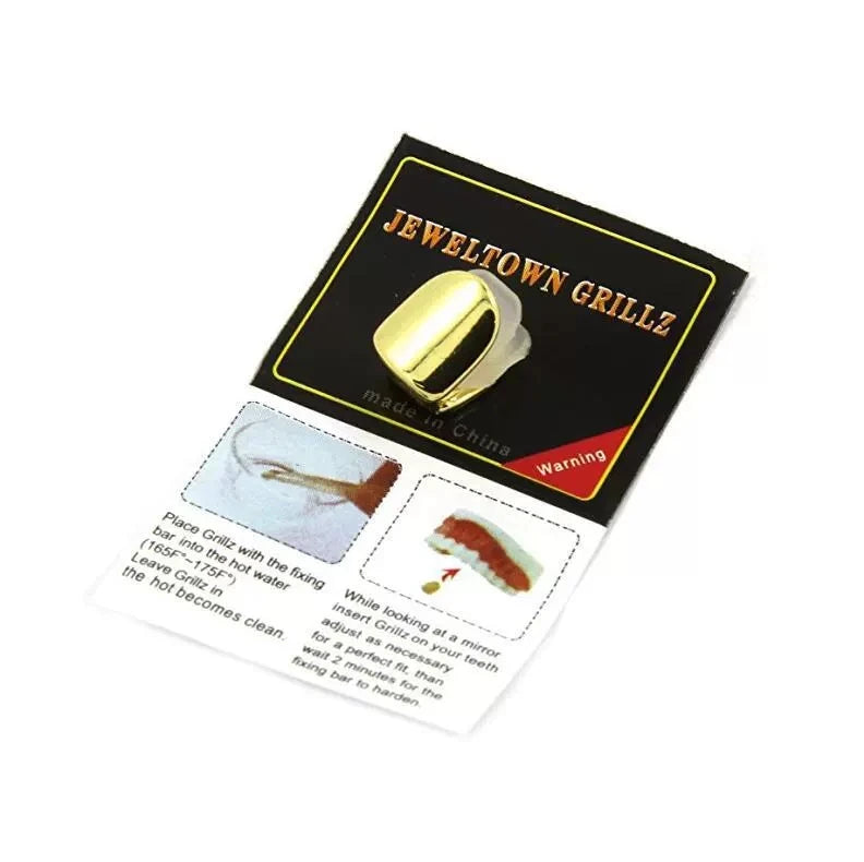 TOPGRILLZ 4 Colors Custom Fit HipHop Single Tooth Top Bottom Dental Grill Teeth Caps For Cosplay Halloween Gift