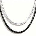 TOPGRILLZ 2PC Classic Versatile 3-5MM Tennis Chain Hip Hop Jewelry Set in Black & White CZ - Festival Gift For Men&Women