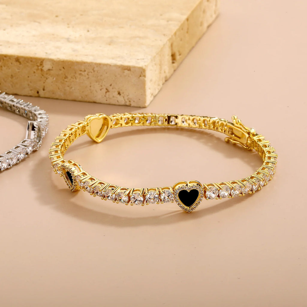 TOPGRILLZ Iced Out Lucky Clover/Heart 4mm Tennis Bracelets Full Cubic Zirconia Flower Bracelet For Women Men Hiphop Jewelry