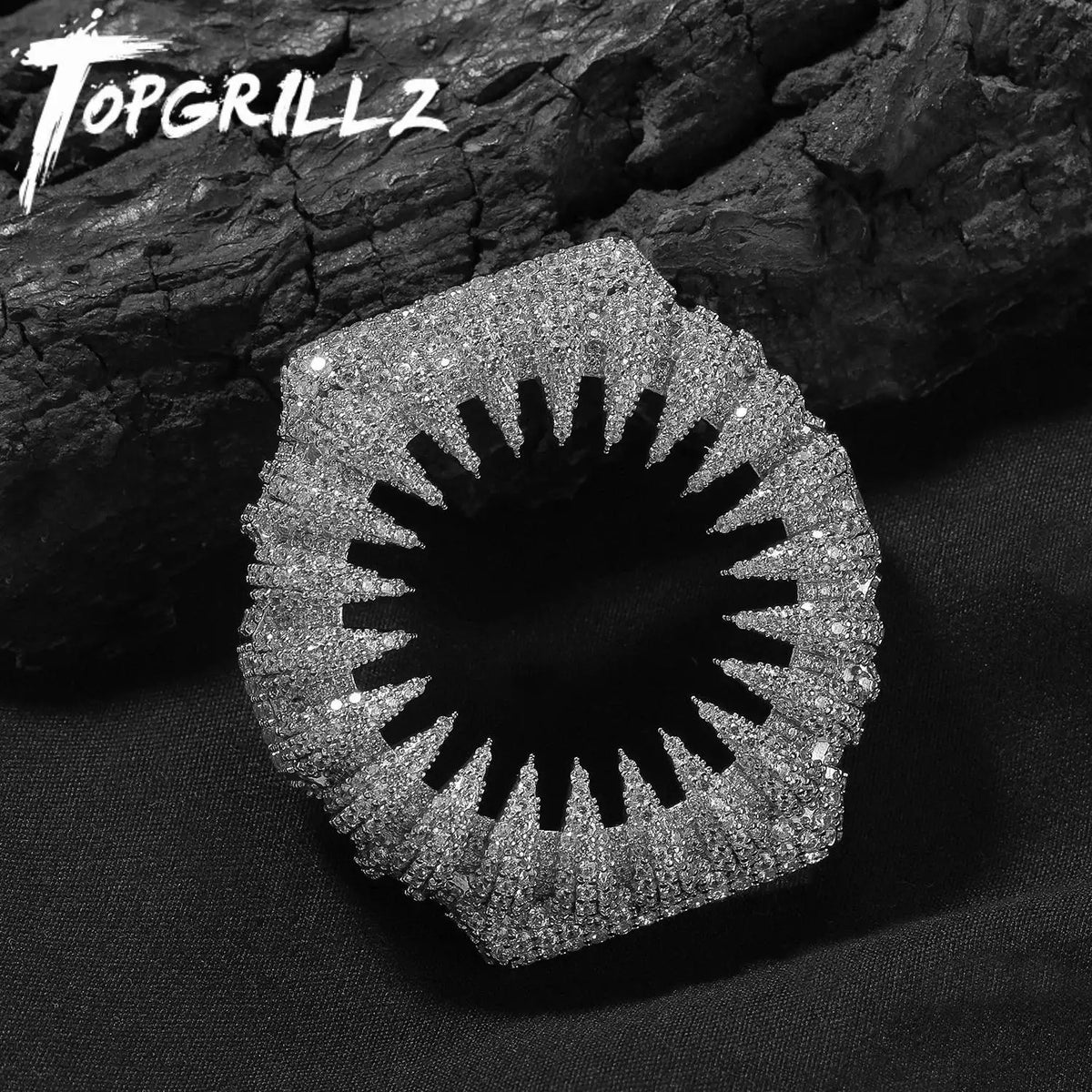 TOPGRILLZ Full CZ Paved Spiked Bezel Case for GA-2100 Copper Hollow Cover Watch Modification Bling Accessory Men Women