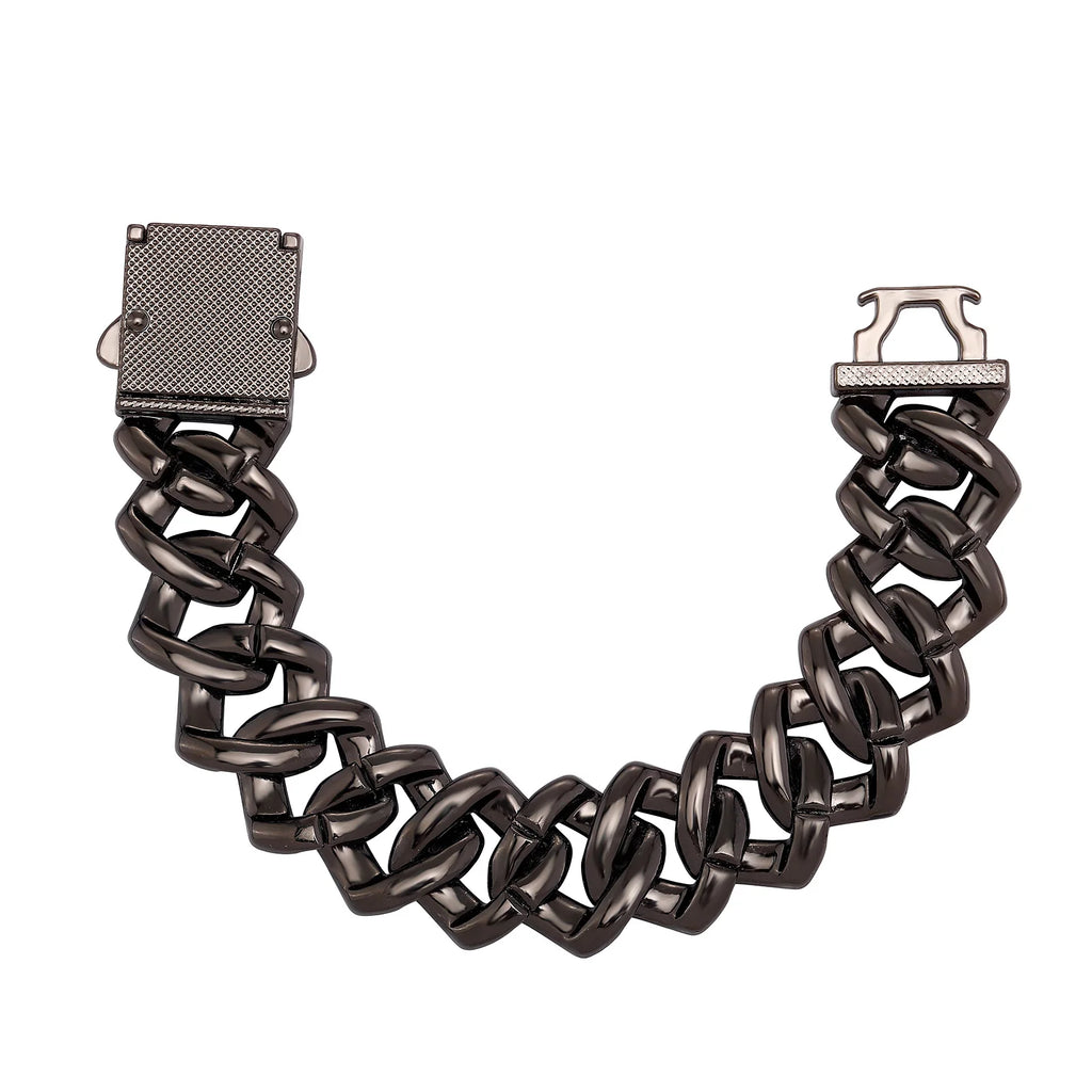 TOPGRILLZ 20MM Full Black Red Iced Out Miami Cuban Link Alloy Rhinestone Bracelet Necklace Hip Hop Jewelry Men Women