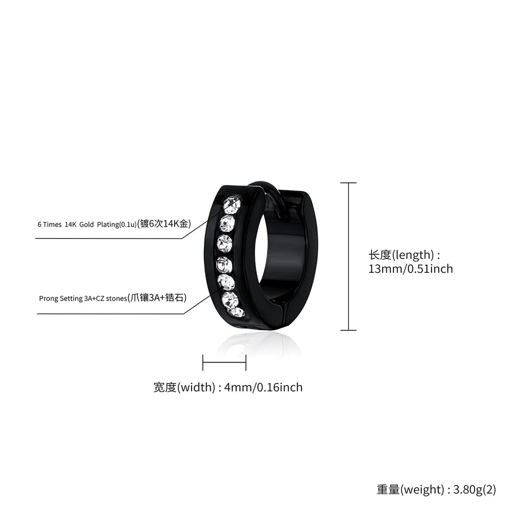 TOPGRILLZ 1 Pair Fashion Round Cubic Zircon Stainless Steel Earrings Small Huggie Earring Pendientes Body Jewelry