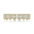 TOPGRILLZ New Baguette Set Teeth Grillz Top & Bottom 14K White Gold Hip Hop Fashion Rapper Jewelry Gift For Men Women