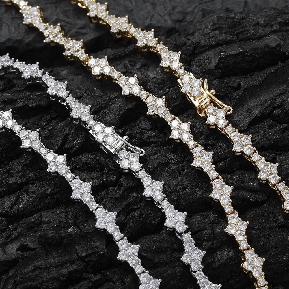 TOPGRILLZ New Honeycomb Necklace Classic 7MM Tennis Chain Hip Hop Punk Jewelry High Quality Choker Necklace For Anniversary Gift
