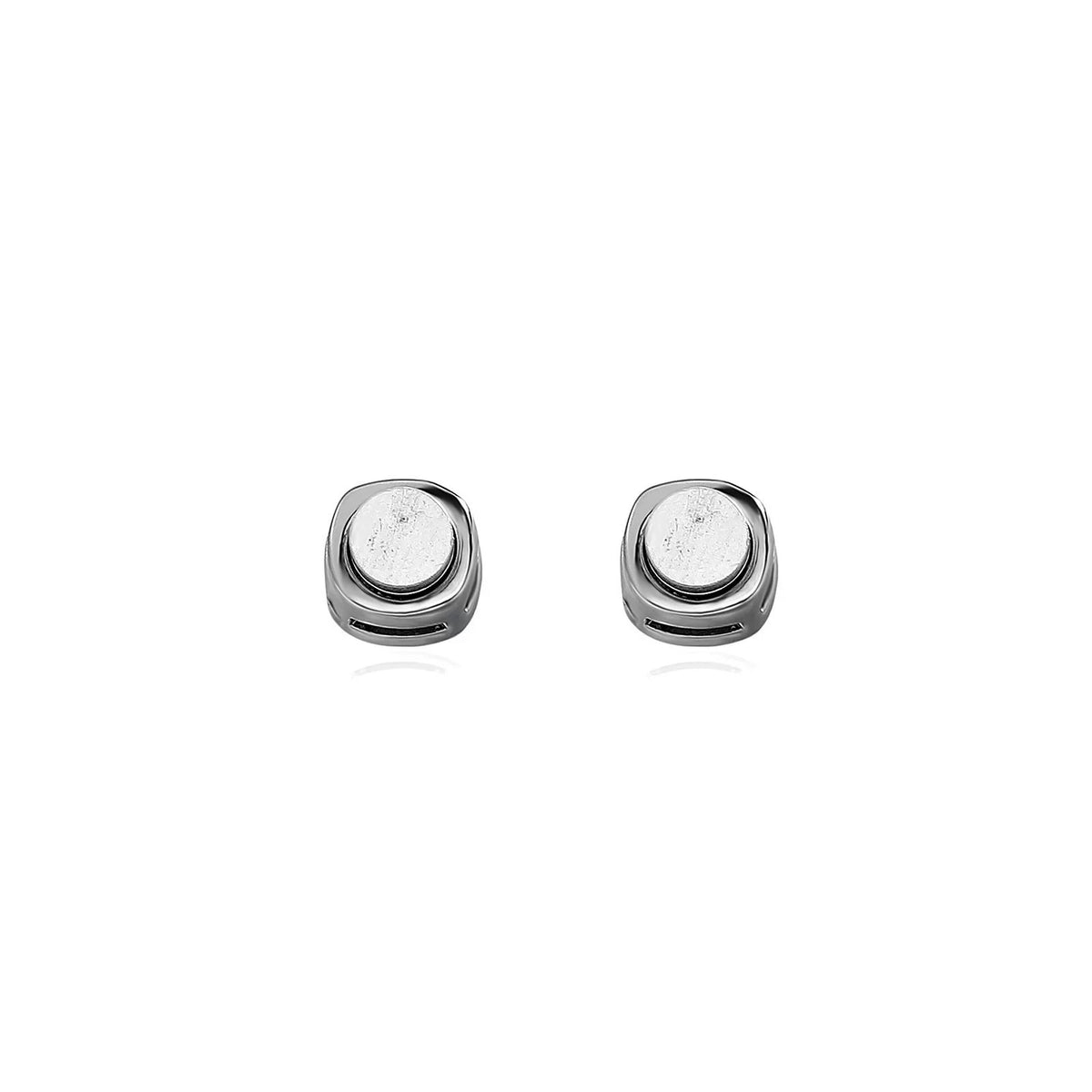 TOPGRILLZ 1 Pair Square Iced Out Cubic Zirconia Brass Magnetic Ear Clip Simple Fashion No Piercing Stud Earrings For Women Men
