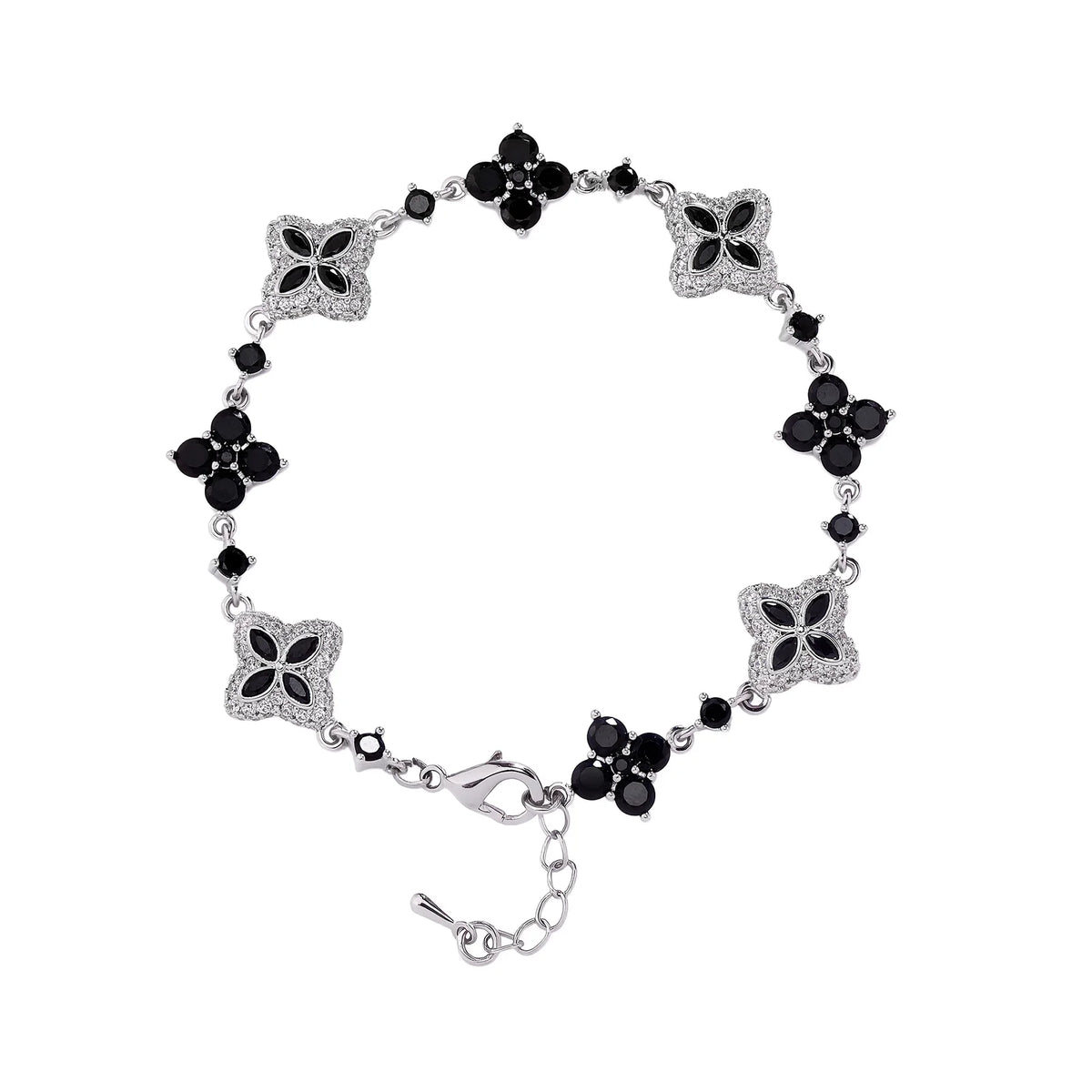 TOPGRILLZ Iced Out Classic Brass Bracelet Ladies Adjustable Four Leaf Clover Chain Bracelet With 5A+ Cubic Zirconia For Party