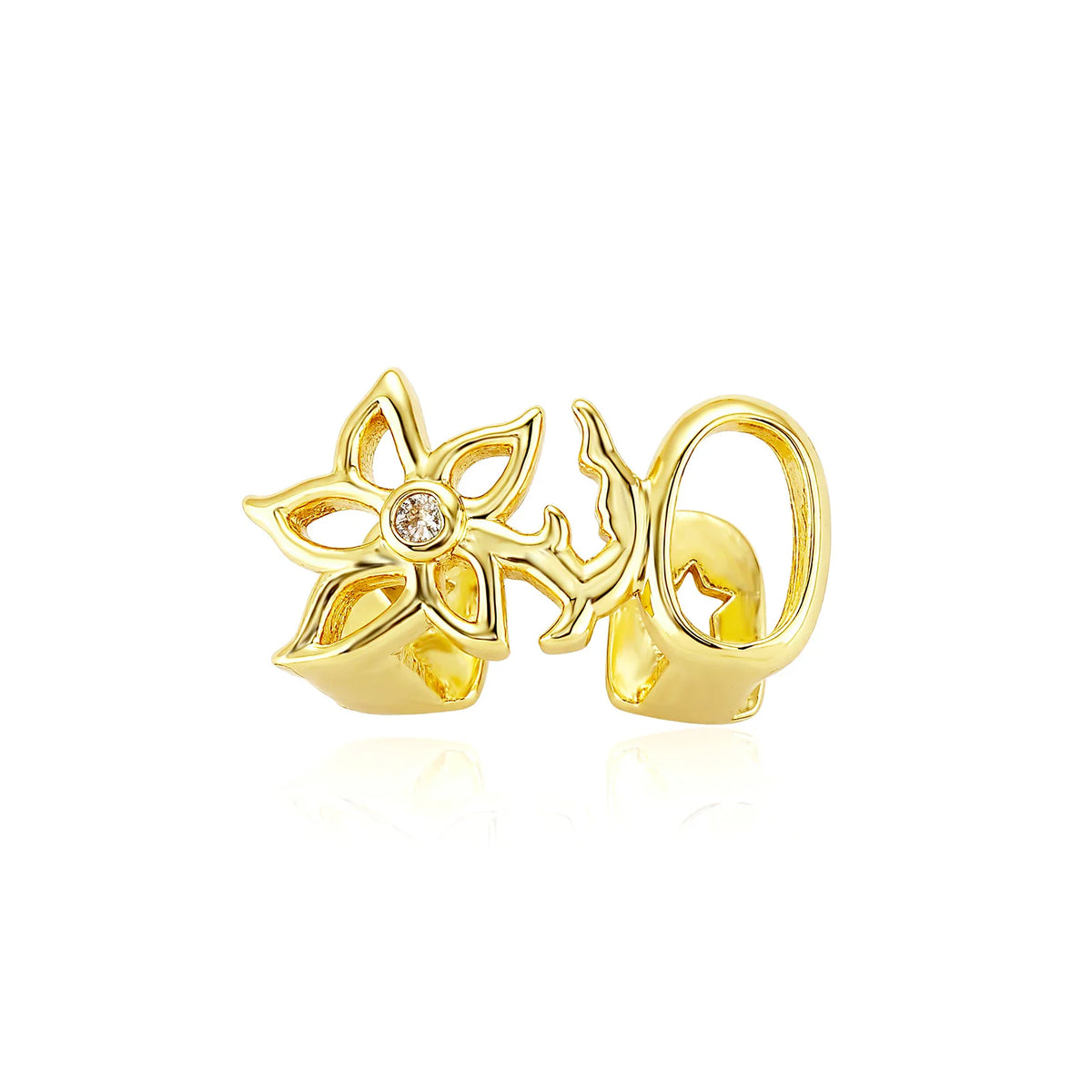 TOPGRILLZ Glossy Double Hollow Flower Tooth Grillz For Women Gold Silver Color Daily Wearable Tooth Jewelry Dental Grills