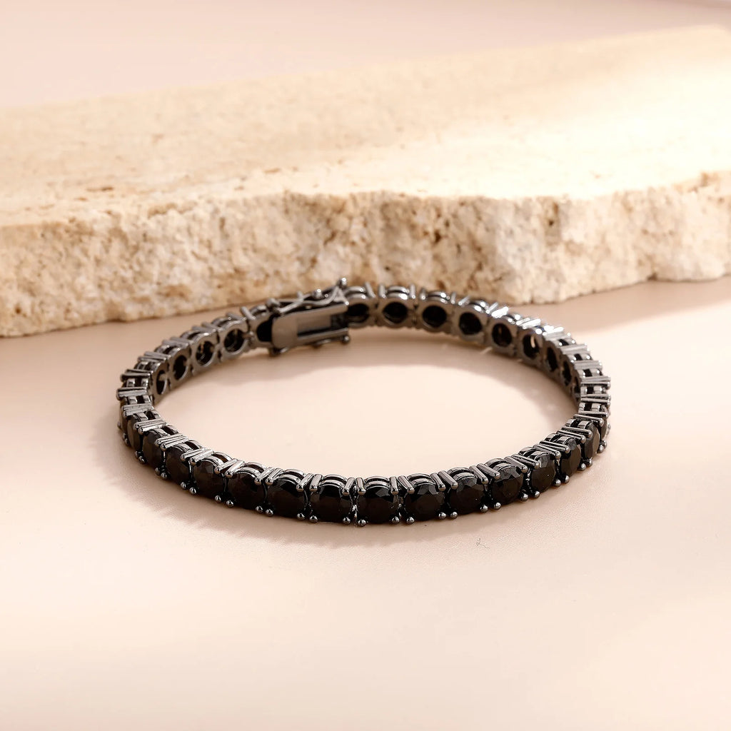 TOPGRILLZ 3MM-5MM Iced Out Black Cubic Zirconia Tennis Chain Bracelet Micro Paved 5A+ CZ Stones Charm Bangle For Men Women Gift