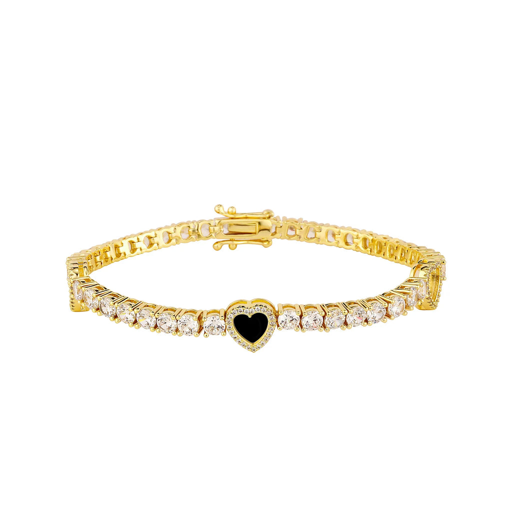 TOPGRILLZ Iced Out Lucky Clover/Heart 4mm Tennis Bracelets Full Cubic Zirconia Flower Bracelet For Women Men Hiphop Jewelry