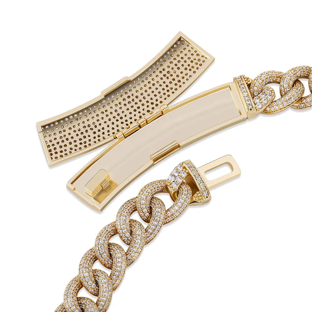 TOPGRILLZ 13mm Heavy Duty Full CZ Miami Cuban Chain Necklace Long Box Clasp Iced Out Silver Plated Bling Hip Hop Men Women
