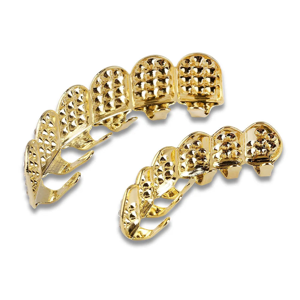 TOPGRILLZ Iced Out Full CZ Stones Teeth Grillz Fashion 5A+ Cubic Zircon 6 Top&6 Bottom Tooth Caps For Men Women Dental Grills