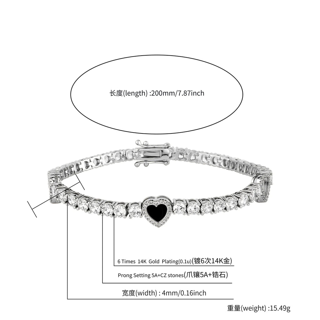 TOPGRILLZ Iced Out Lucky Clover/Heart 4mm Tennis Bracelets Full Cubic Zirconia Flower Bracelet For Women Men Hiphop Jewelry