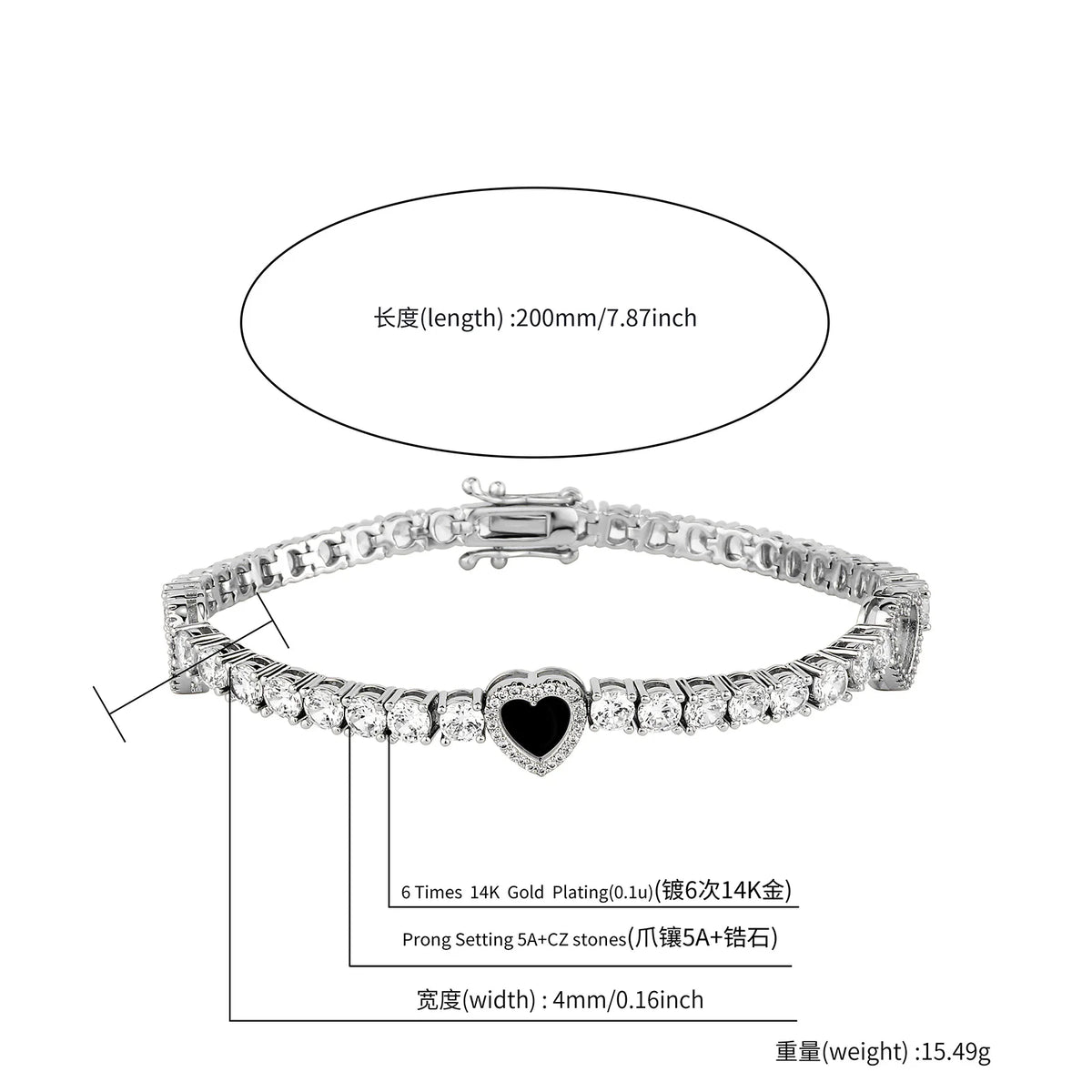 TOPGRILLZ Iced Out Lucky Clover/Heart 4mm Tennis Bracelets Full Cubic Zirconia Flower Bracelet For Women Men Hiphop Jewelry