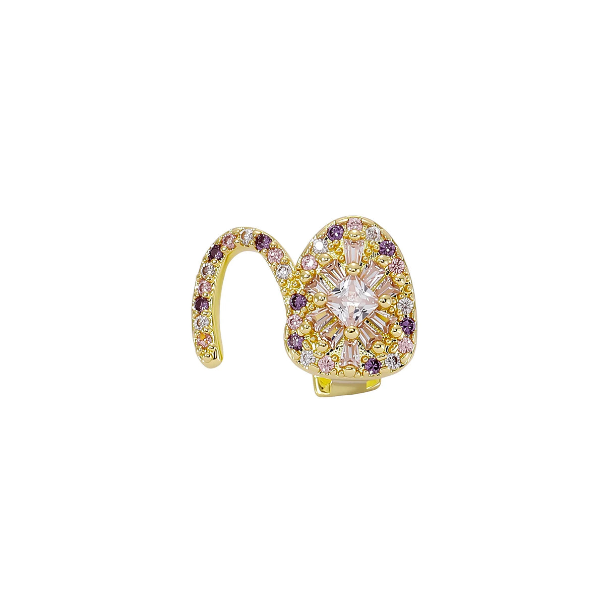 TOPGRILLZ Y2K Sweet Cool Grillz Pink Purple CZ Gold Plated Fang and Wavy Bar Set Women Men Couple Teeth Jewelry