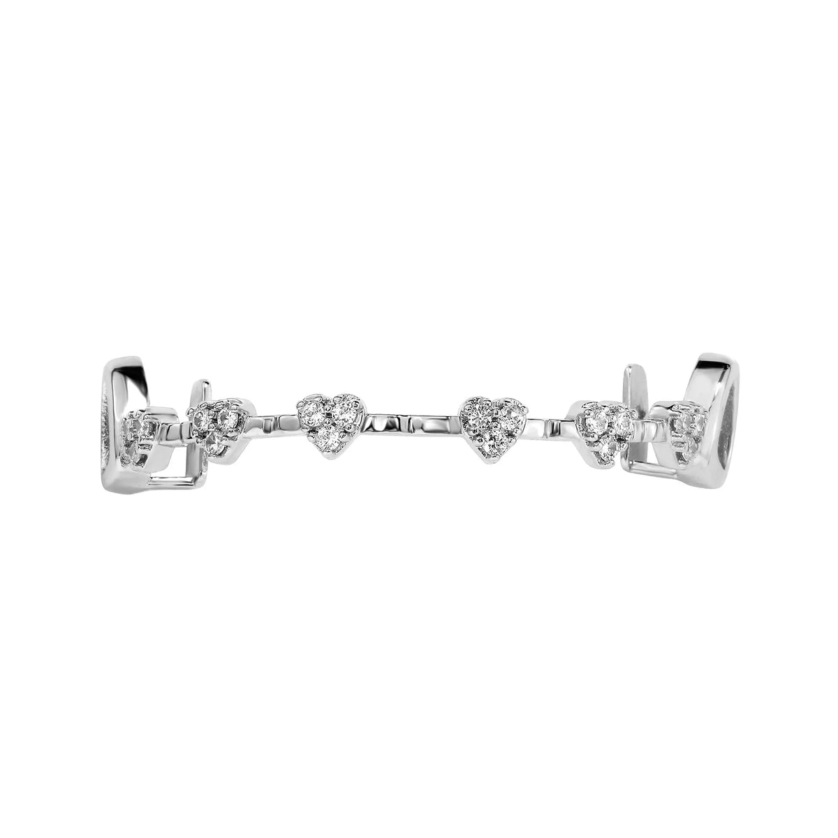 TOPGRILLZ Iced Out Heart Design Teeth Grillz Caps Cubic Zircon Micro Pave 6 Top&6 Bottom Charm Grills Set For Men Women Jewelry