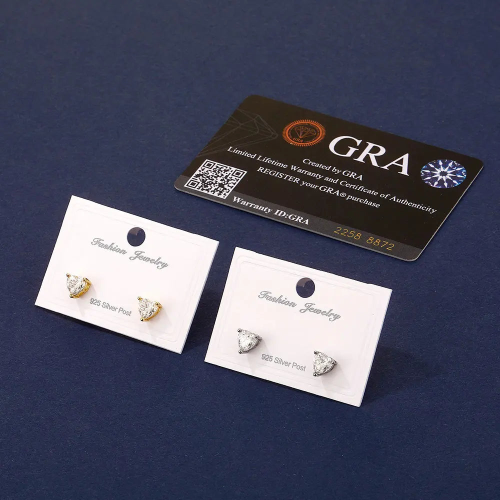 TOPGRILLZ Heart Moissanite Stud Earrings 4-9mm 925 Silver Post 3-Prong Sparkling Christmas Gift Hip Hop Jewelry Men Women