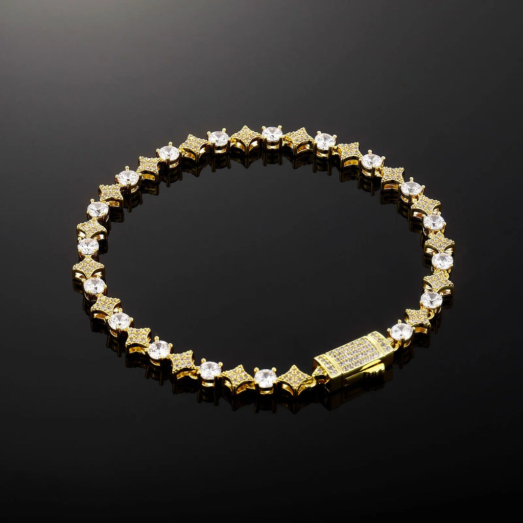 TOPGRILLZ 6MM/8MM Luxury Star Tennis Bracelet Hip Hop New Black White Zirconia Tennis Chain Best Couple Gift For Men Women