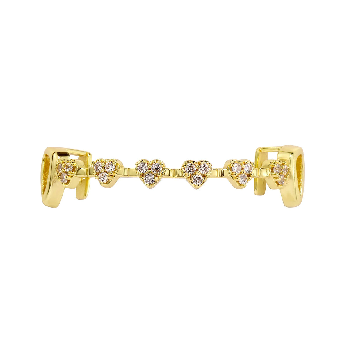 TOPGRILLZ Iced Out Heart Design Teeth Grillz Caps Cubic Zircon Micro Pave 6 Top&6 Bottom Charm Grills Set For Men Women Jewelry