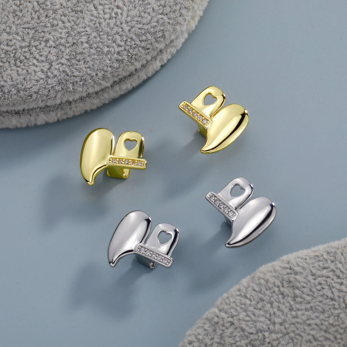 TOPGRILLZ Iced Out DIY Removable Zircon Tooth Socket Horizontal Bar Tooth Grills Fangs For Women Men Halloween Dental Grillz