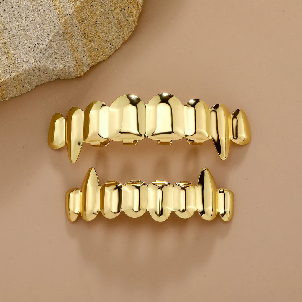 TOPGRILLZ Hip Hop 8/8 Vampire Fangs Glossy Teeth Grillz Top Bottom Mouth Tooth Caps For Women Men Jewelry Halloween Cosplay Gift