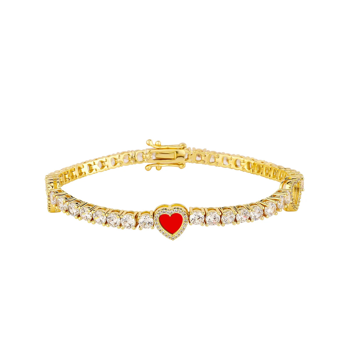 TOPGRILLZ Iced Out Lucky Clover/Heart 4mm Tennis Bracelets Full Cubic Zirconia Flower Bracelet For Women Men Hiphop Jewelry