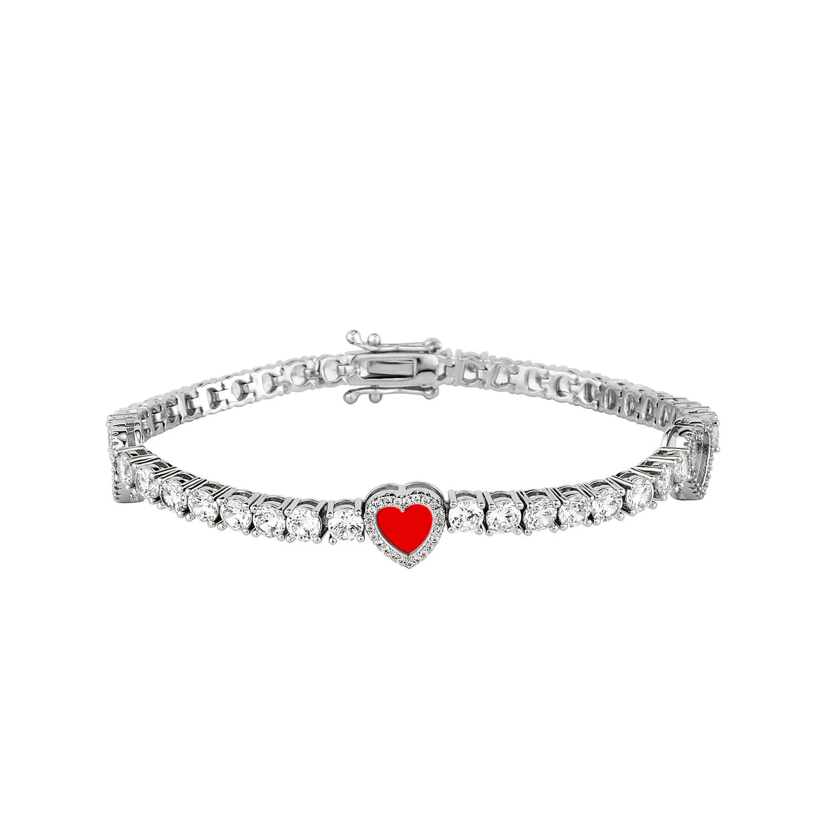 TOPGRILLZ Iced Out Lucky Clover/Heart 4mm Tennis Bracelets Full Cubic Zirconia Flower Bracelet For Women Men Hiphop Jewelry