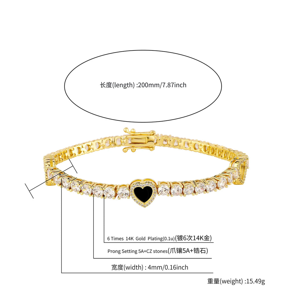 TOPGRILLZ Iced Out Lucky Clover/Heart 4mm Tennis Bracelets Full Cubic Zirconia Flower Bracelet For Women Men Hiphop Jewelry