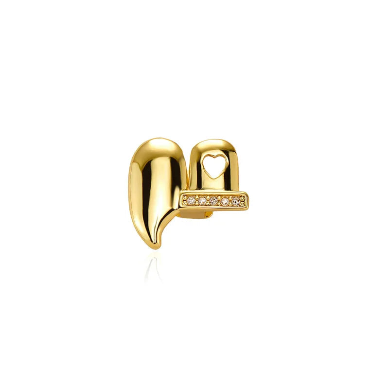TOPGRILLZ Iced Out DIY Removable Zircon Tooth Socket Horizontal Bar Tooth Grills Fangs For Women Men Halloween Dental Grillz