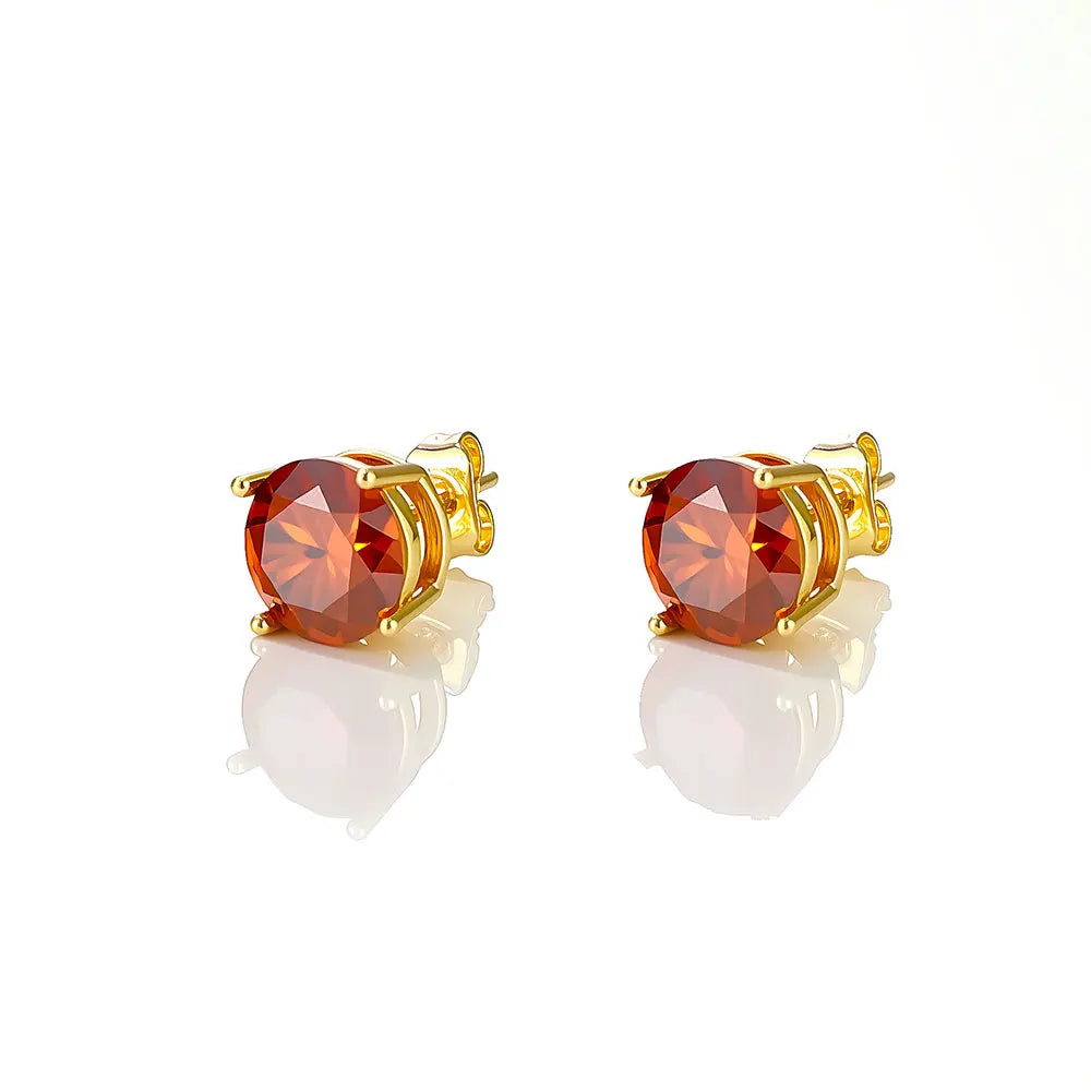 TOPGRILLZ Moissanite Stud Copper Earrings 3-8mm 925 Silver Needle GRA Certificate 4 Prong D Color Bling Jewelry Gift Men Women