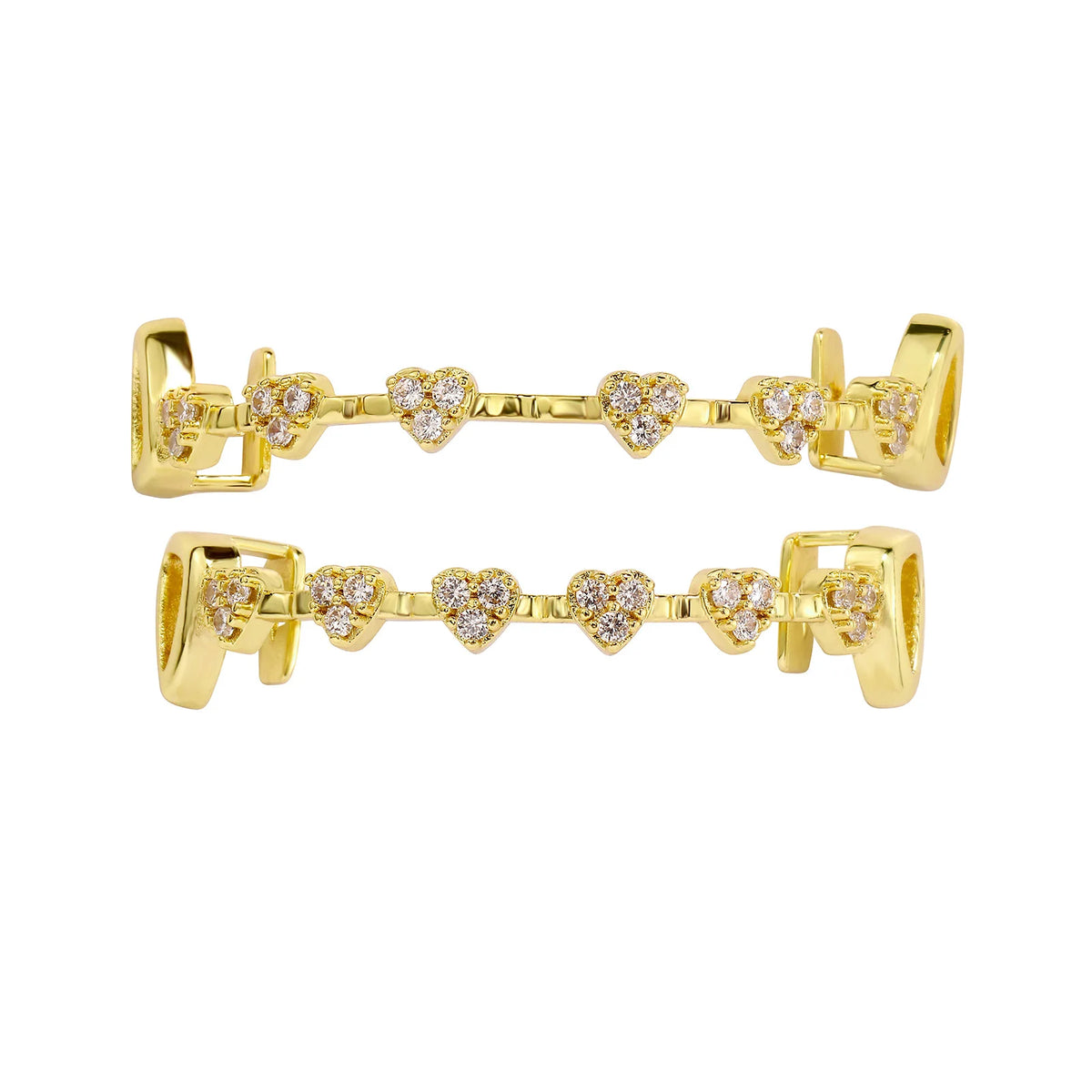 TOPGRILLZ Iced Out Heart Design Teeth Grillz Caps Cubic Zircon Micro Pave 6 Top&6 Bottom Charm Grills Set For Men Women Jewelry