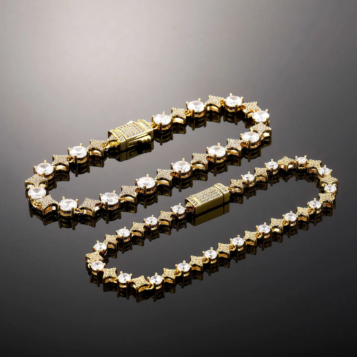TOPGRILLZ 6MM/8MM Luxury Star Tennis Bracelet Hip Hop New Black White Zirconia Tennis Chain Best Couple Gift For Men Women