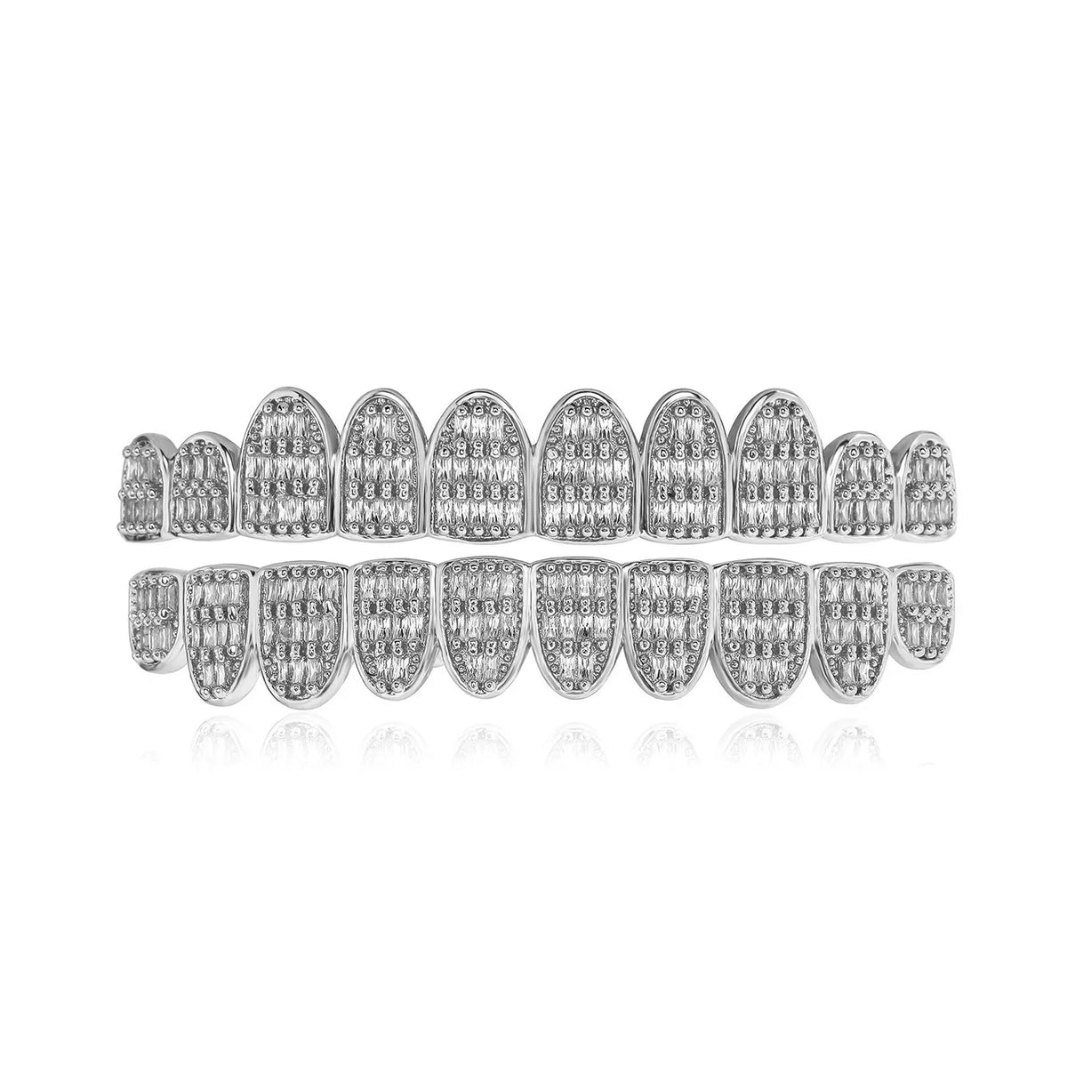 TOPGRILLZ 10/10 Iced Out Square Cubic Zircon Tooth Caps Hip Hop Full CZ Stone Teeth Grillz For Women Men Jewelry Dental Grills