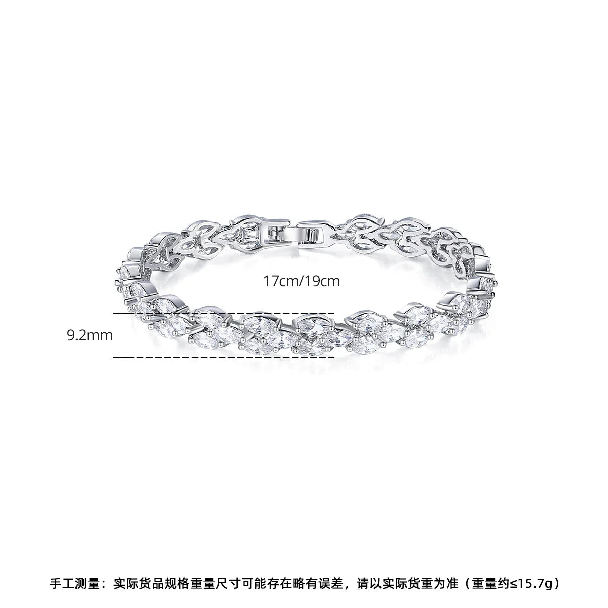 TOPGRILLZ Marquise CZ Link Bracelet Silver Plated Copper Prong Set Articulated Square Box Clasp Hip Hop Jewelry Men Women