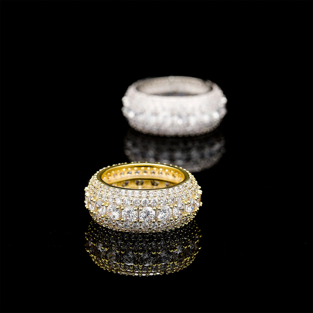 TOPGRILLZ 10MM Hip Hop Iced Out Cubic Zircon Bling Round Ring Gold Silver Color Jewelry Gifts For Men