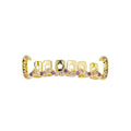 TOPGRILLZ Y2K Sweet Cool Grillz Pink Purple CZ Gold Plated Fang and Wavy Bar Set Women Men Couple Teeth Jewelry
