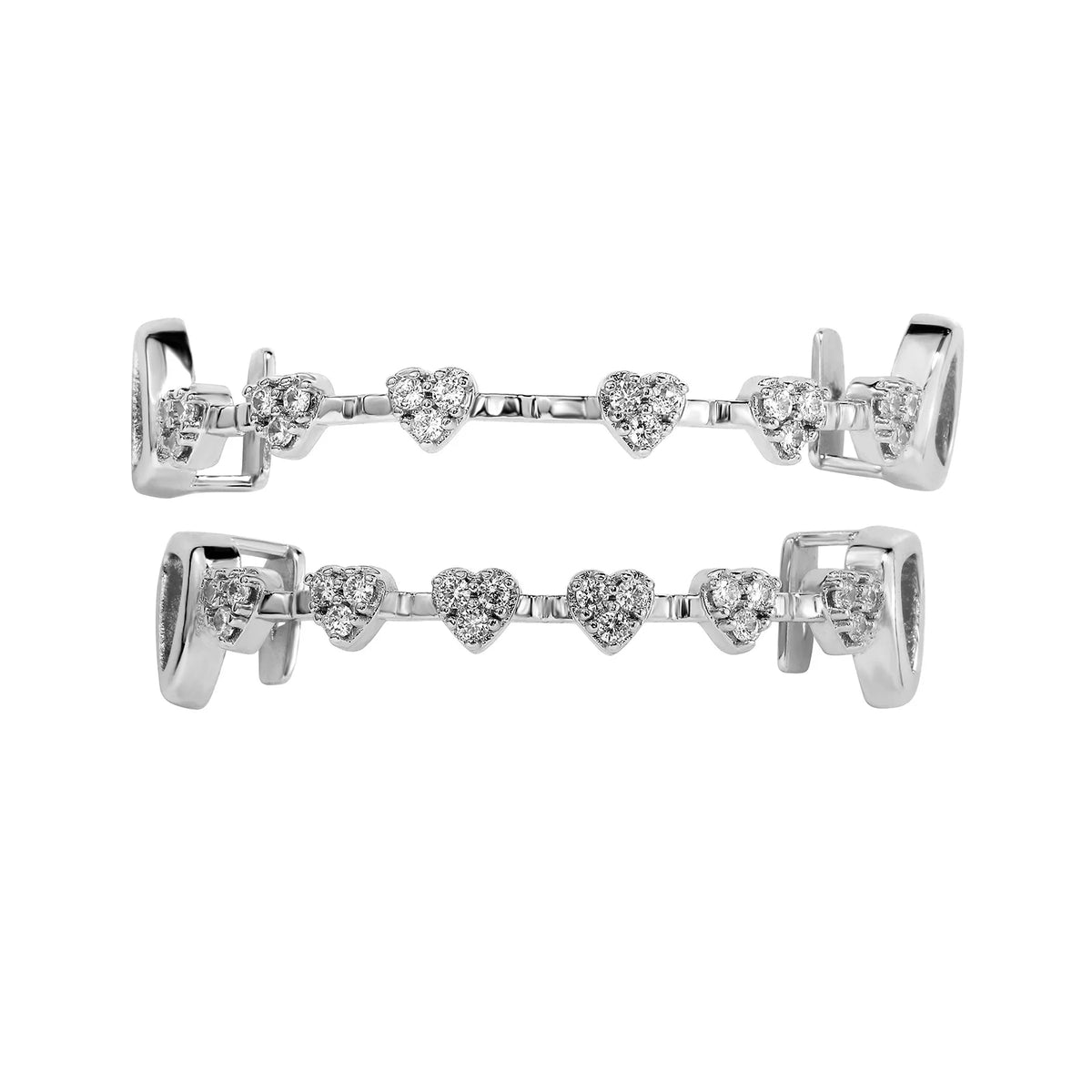 TOPGRILLZ Iced Out Heart Design Teeth Grillz Caps Cubic Zircon Micro Pave 6 Top&6 Bottom Charm Grills Set For Men Women Jewelry
