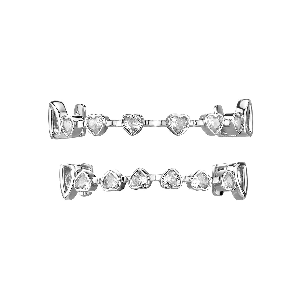 TOPGRILLZ Hip Hop Y2K Copper Grillz Set Pink And Clear Heart CZ Top Bottom Teeth Cap Sweet Cool Bling Jewelry For Women Men