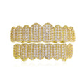 TOPGRILLZ Punk Iced Out Cubic Zircon Teeth Grills 8 Top & 8 Bottom Set Braces Full CZ Stones Dental Grills For Party Gift