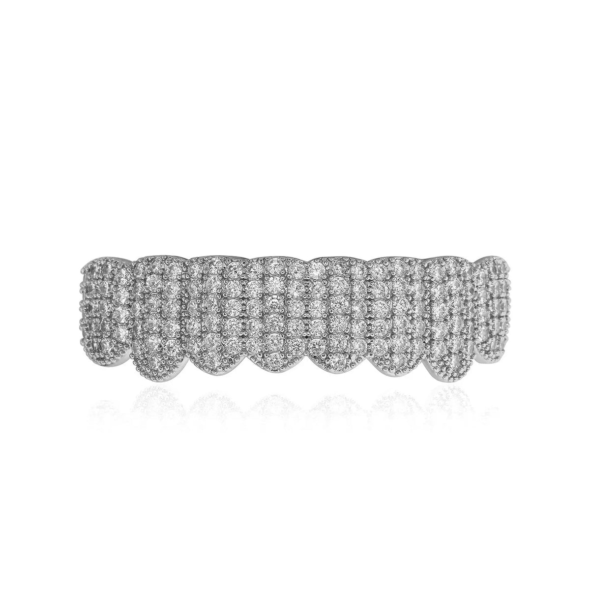 TOPGRILLZ Punk Iced Out Cubic Zircon Teeth Grills 8 Top & 8 Bottom Set Braces Full CZ Stones Dental Grills For Party Gift