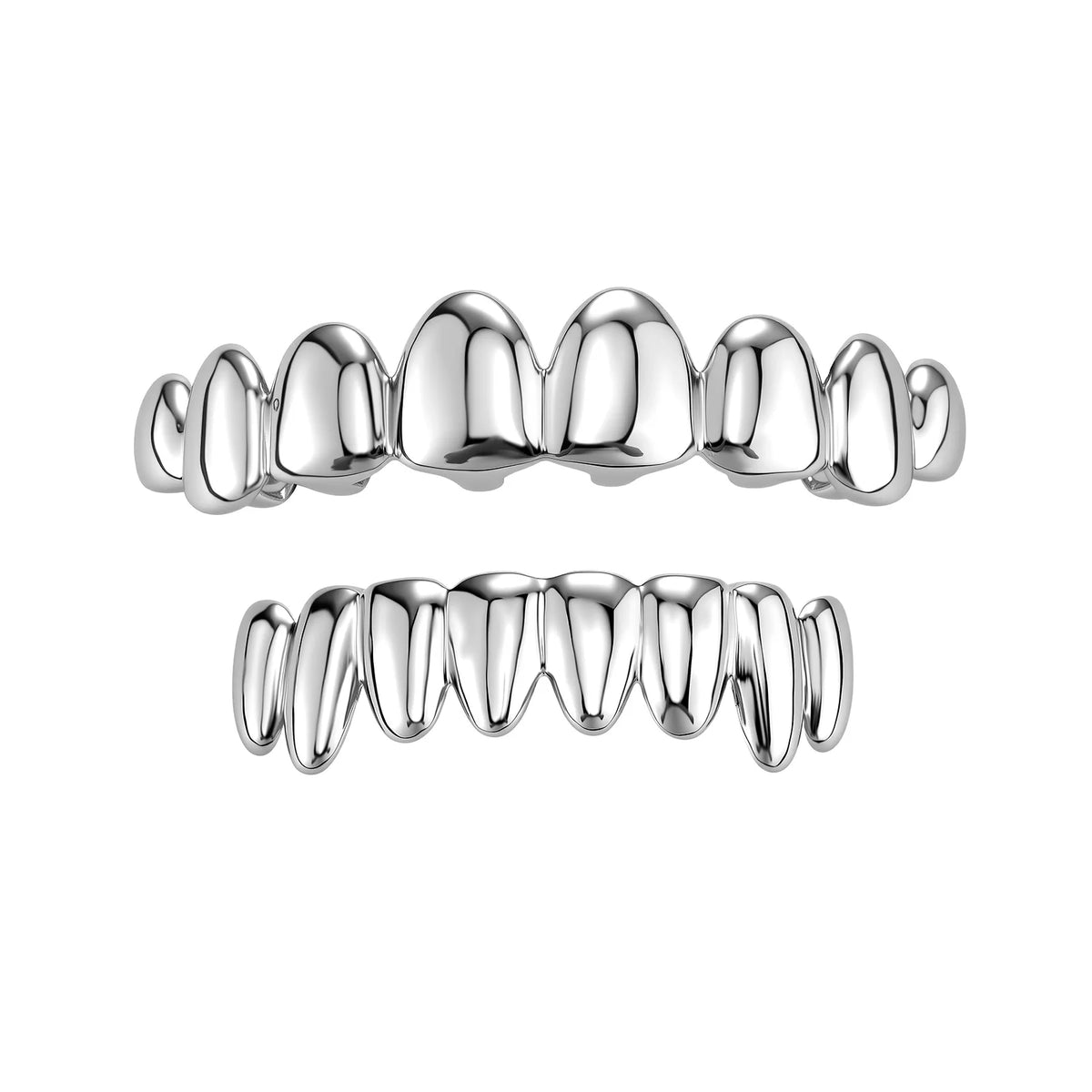 TOPGRILLZ 8 Top 8 Bottom Grillz Set No Stone Mirror Polished Realistic Teeth Outline Hip Hop Decorative Tooth Jewelry Men Women