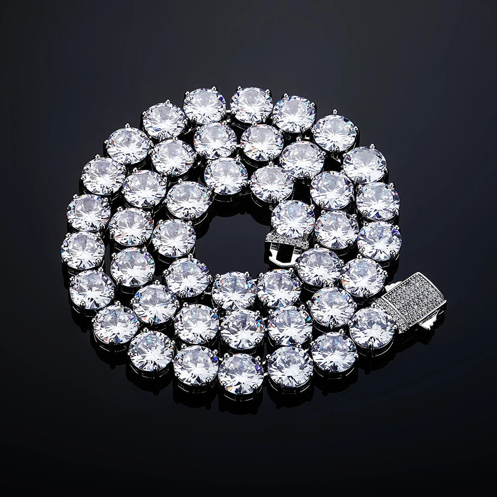 TOPGRILLZ New 10 mm Tennis Chain Necklace With New Spring Clasp Iced Out Cubic Zirconia Hip Hop Rockers Jewelry For Men