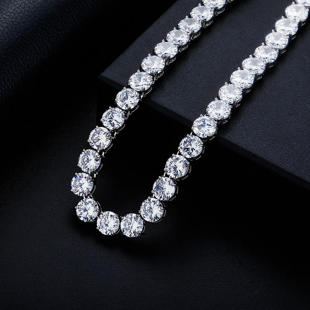 TOPGRILLZ New 10 mm Tennis Chain Necklace With New Spring Clasp Iced Out Cubic Zirconia Hip Hop Rockers Jewelry For Men