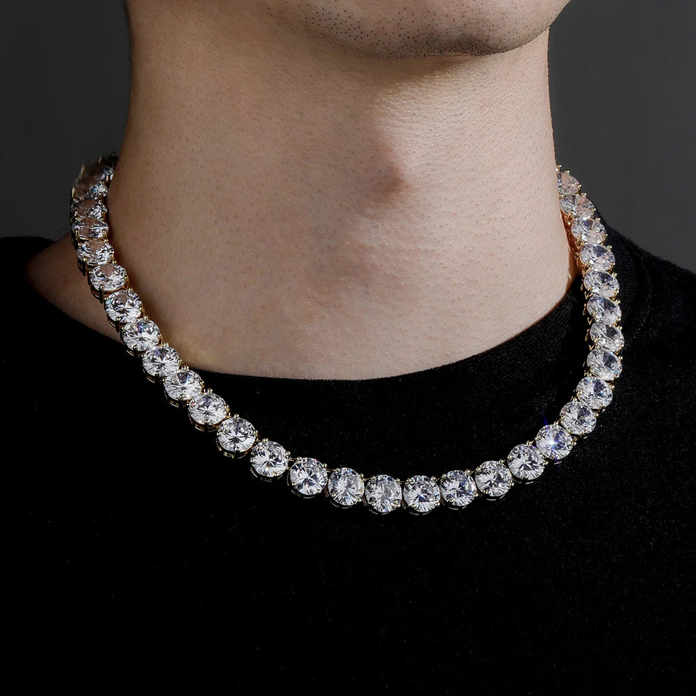 TOPGRILLZ New 10 mm Tennis Chain Necklace With New Spring Clasp Iced Out Cubic Zirconia Hip Hop Rockers Jewelry For Men