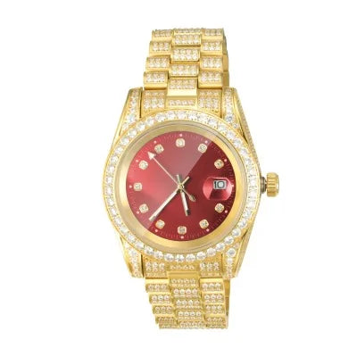TOPGRILLZ Iced Presidential Mens Watch Luxury 18K White Gold stainless steel  Watch with zirconia