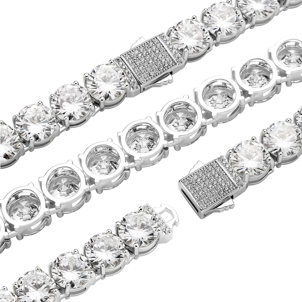 TOPGRILLZ New 10 mm Tennis Chain Necklace With New Spring Clasp Iced Out Cubic Zirconia Hip Hop Rockers Jewelry For Men